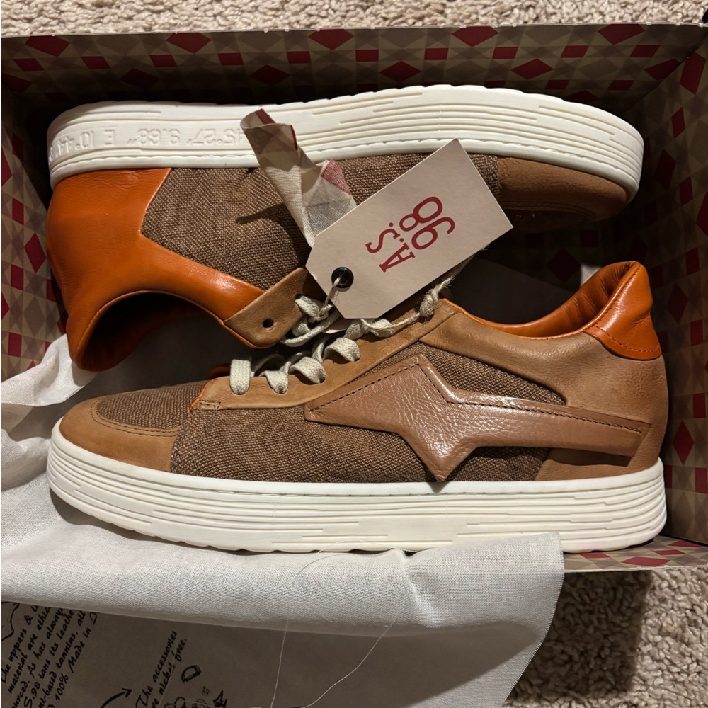 A.S.98 Women’s Tan and Brown Sneakers leather Alfie sz 40 eur 9 US